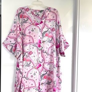Carlton Hall Orchid Pattern Caftan Robe Lounger